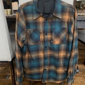 North Face men’s reversible teal/brown plaid (reverses black) large